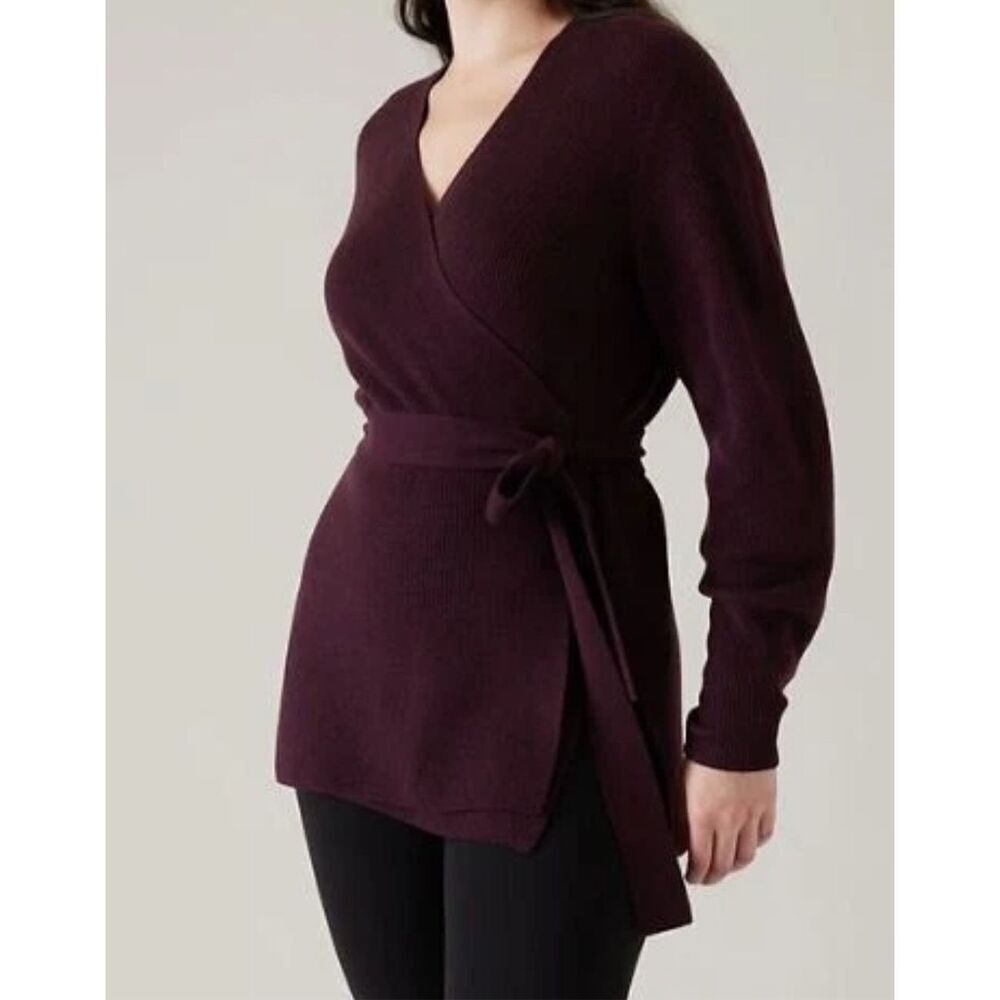 Athleta Women’s XXS Plum Wrap Sweater Long Sleeve Belted Cardigan